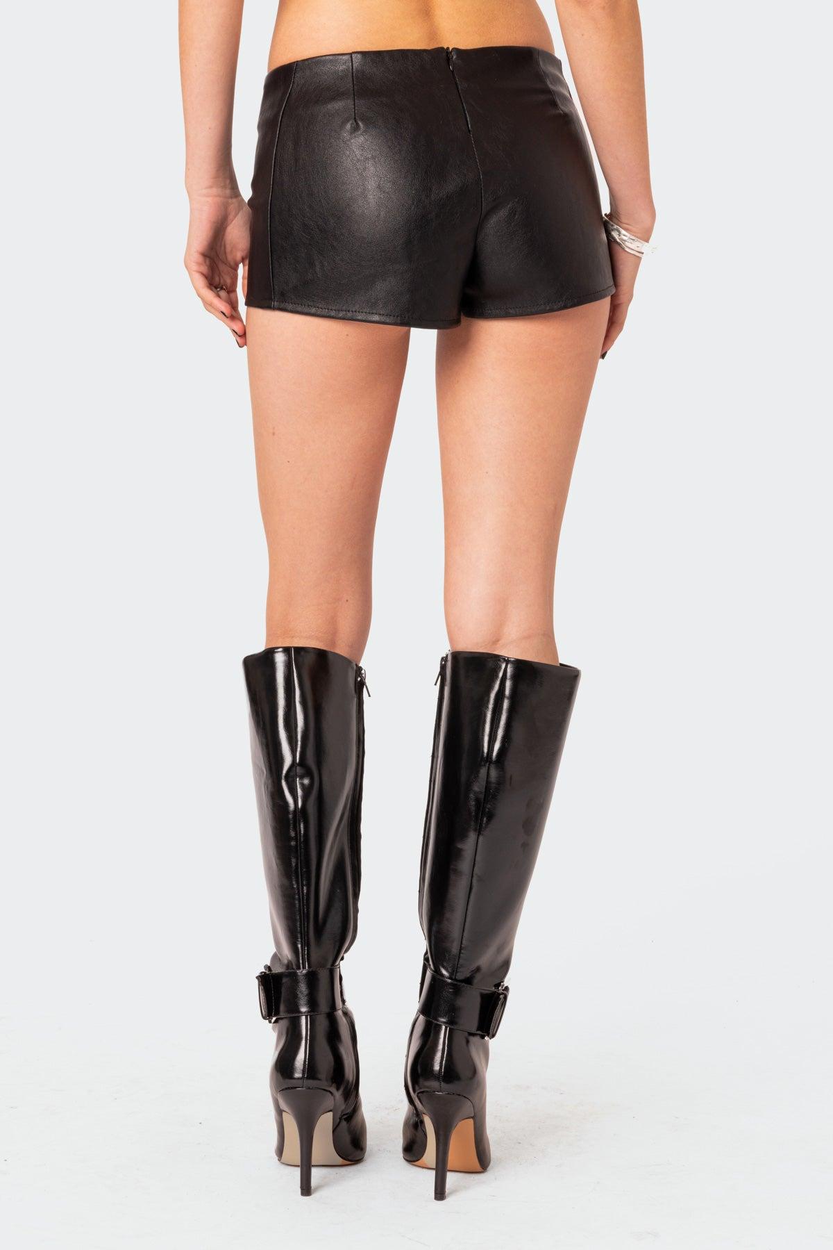 Wilde Lace Up Faux Leather Shorts Product Image