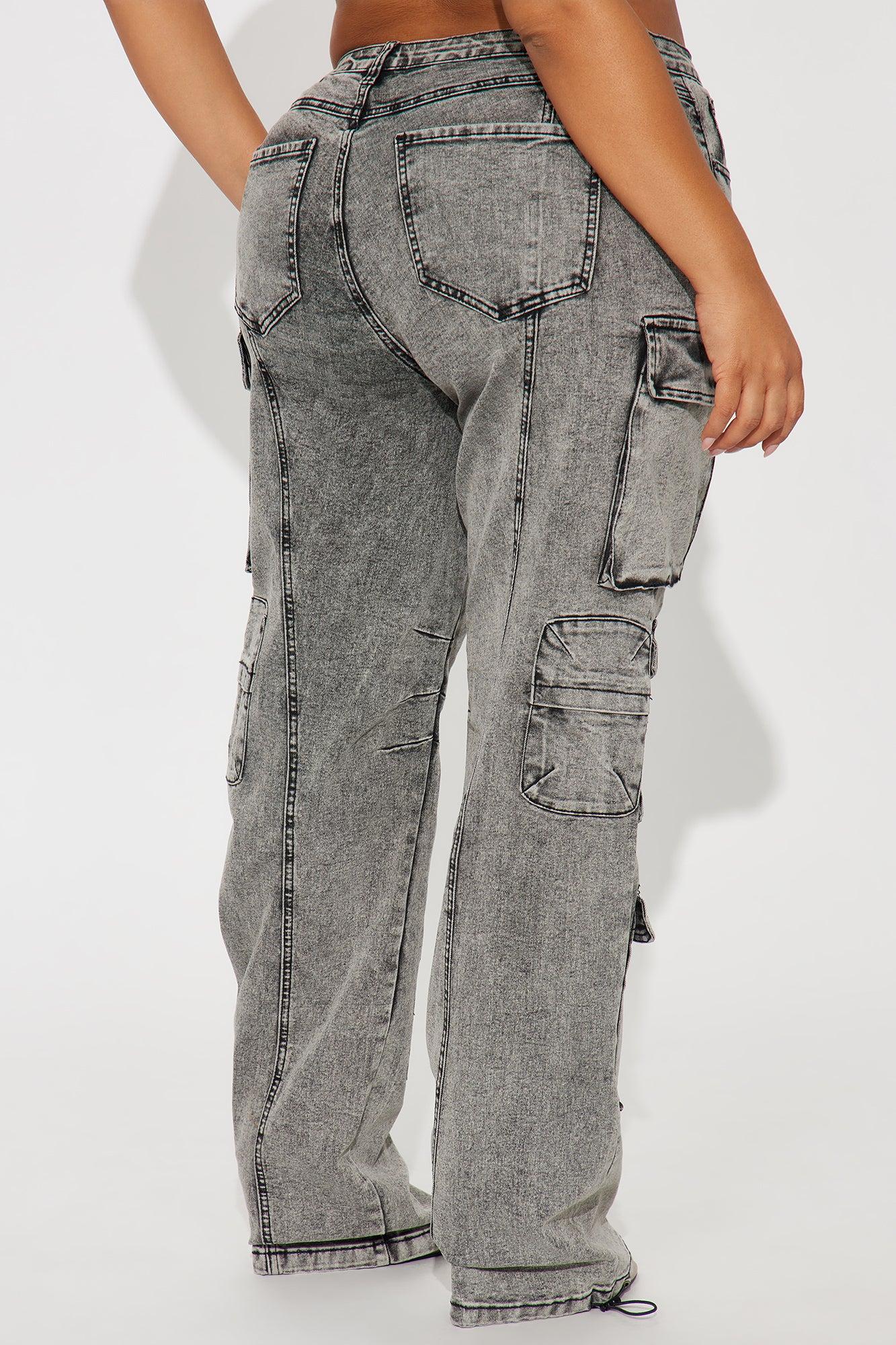 Tall Fairfax High Rise Stretch Cargo Jean - Acid Wash Grey Female Product Image
