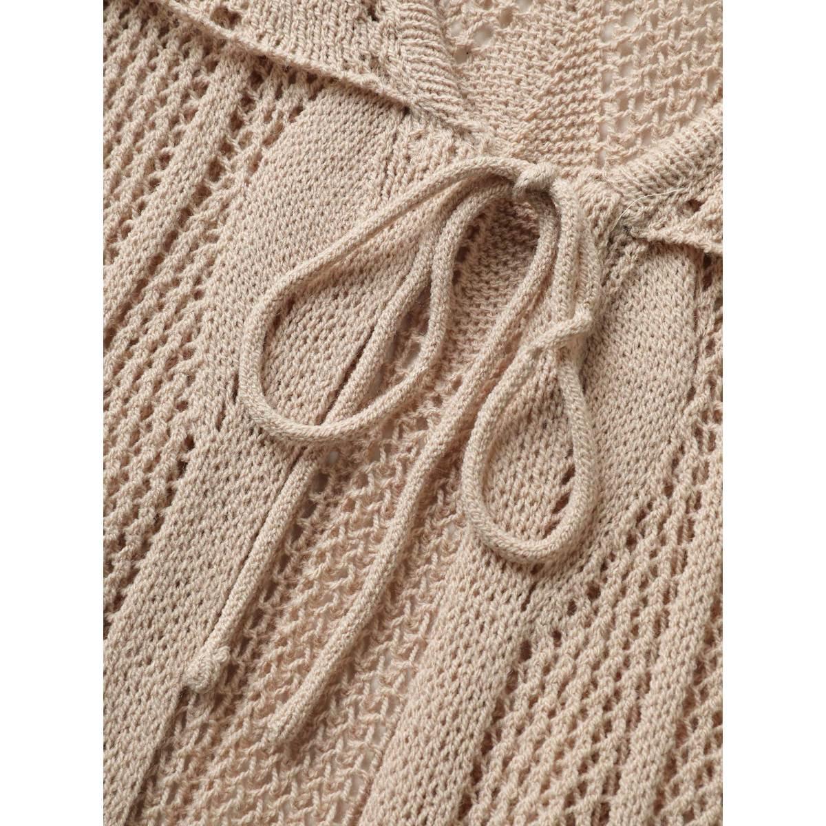 Plus Size Plain Texture Patchwork Cut Out Ties Swim Cover Up Women's Swimwear Apricot Beach Tie knot Curve Swim Cover Ups BloomChic 18-20/2X Product Image