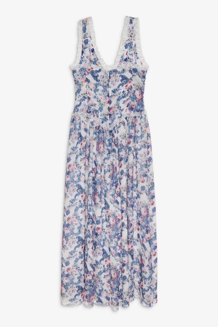 Audrey Floral Maxi Dress — Blue Product Image