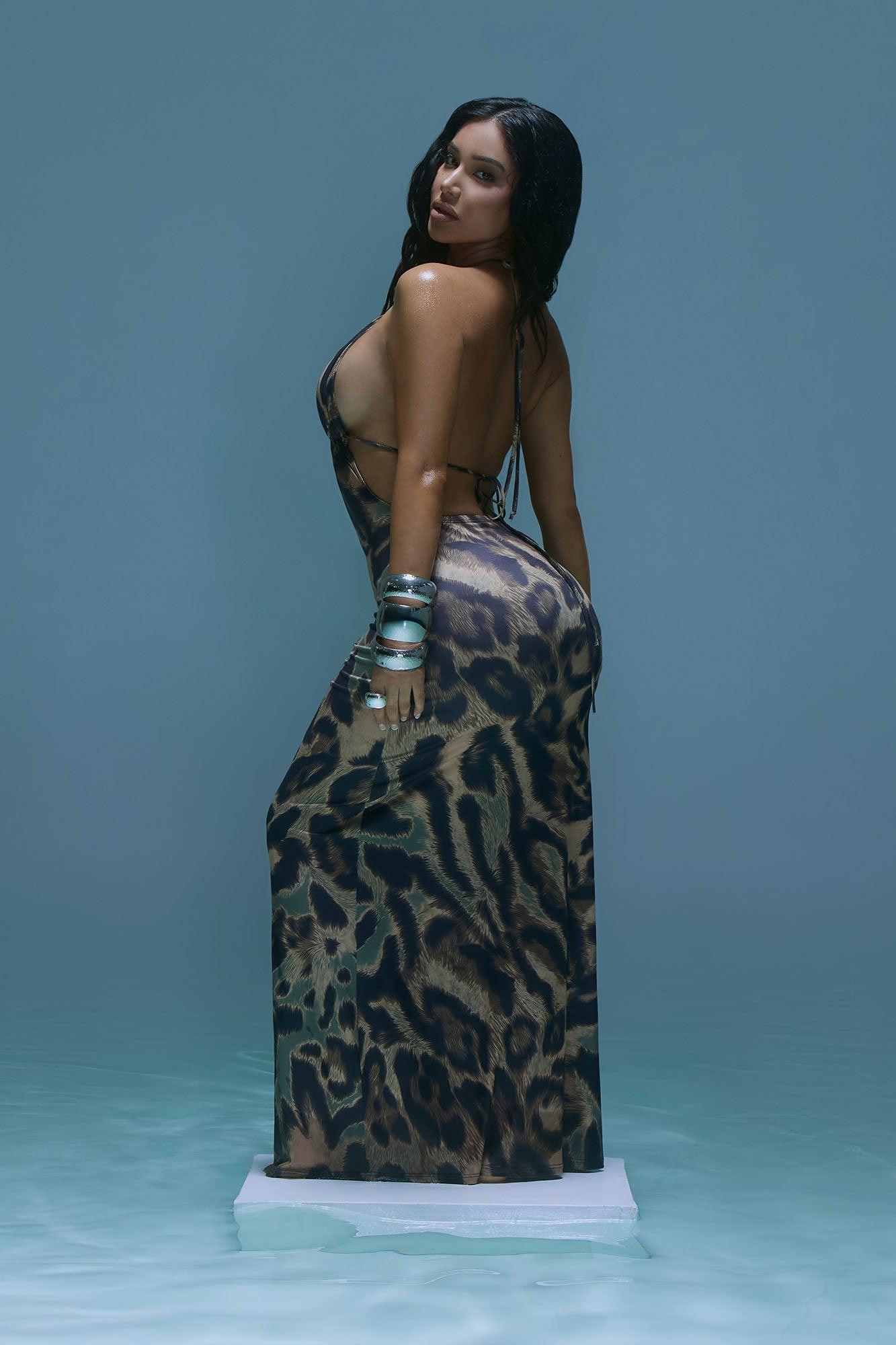 Tulum Nights Leopard Maxi Dress - Brown Combo Product Image