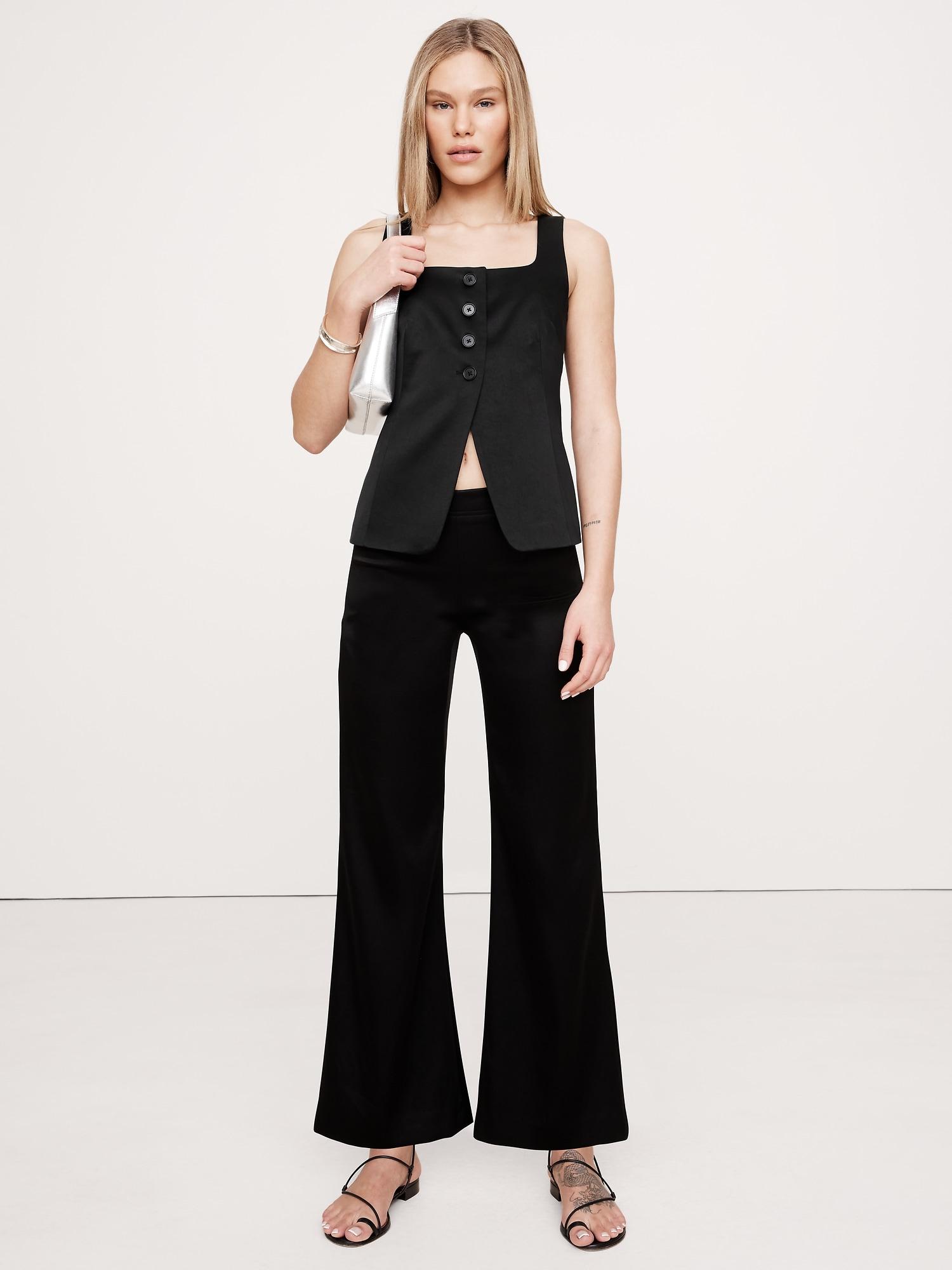 Mid-Rise Kick-Flare Satin Ankle Pant Product Image