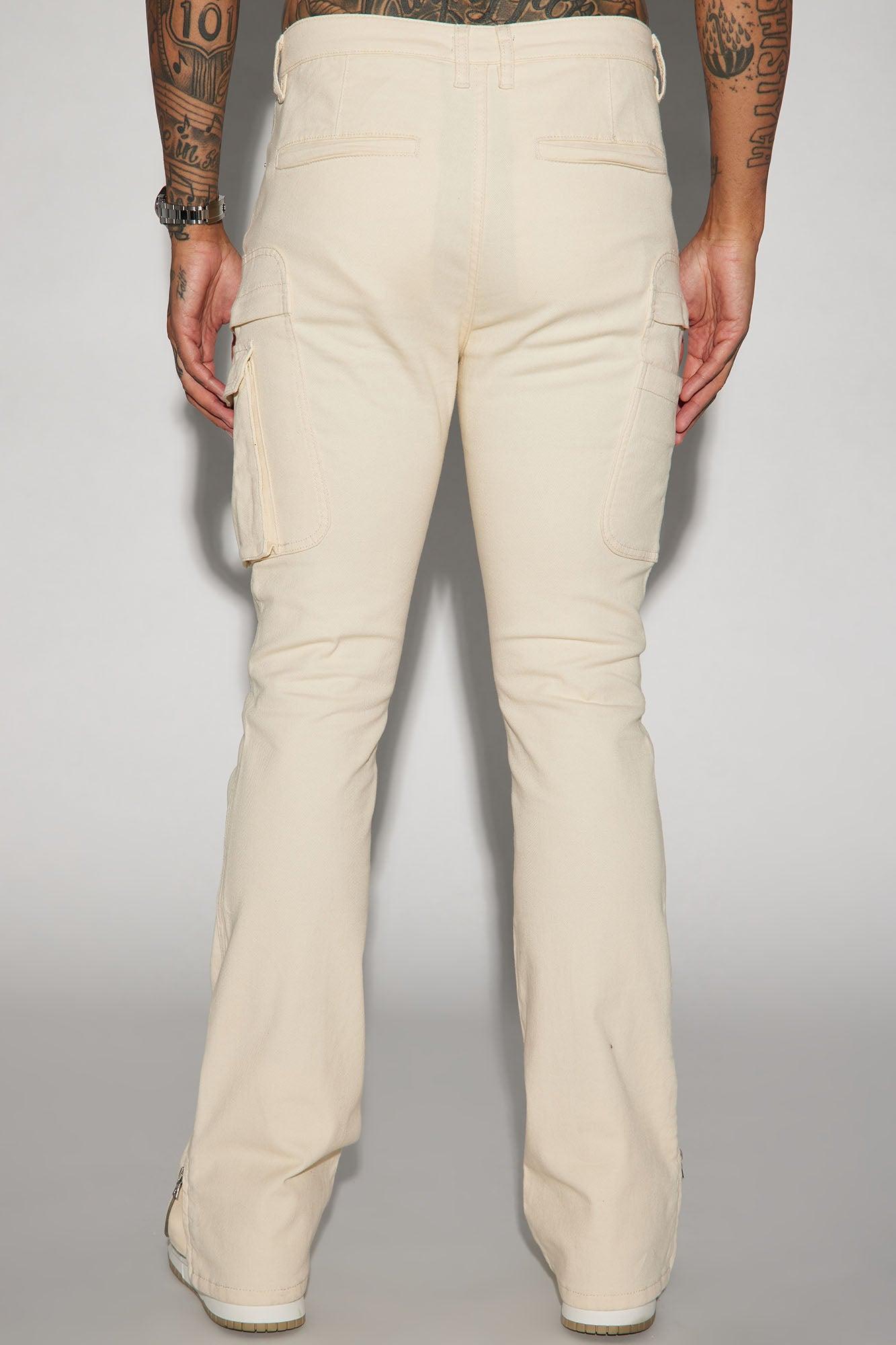 On A Good One Stacked Skinny Flare Jeans - Cream Product Image
