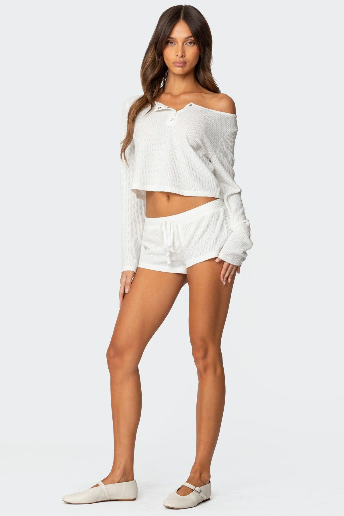 Teddy Cropped Waffle Top Product Image