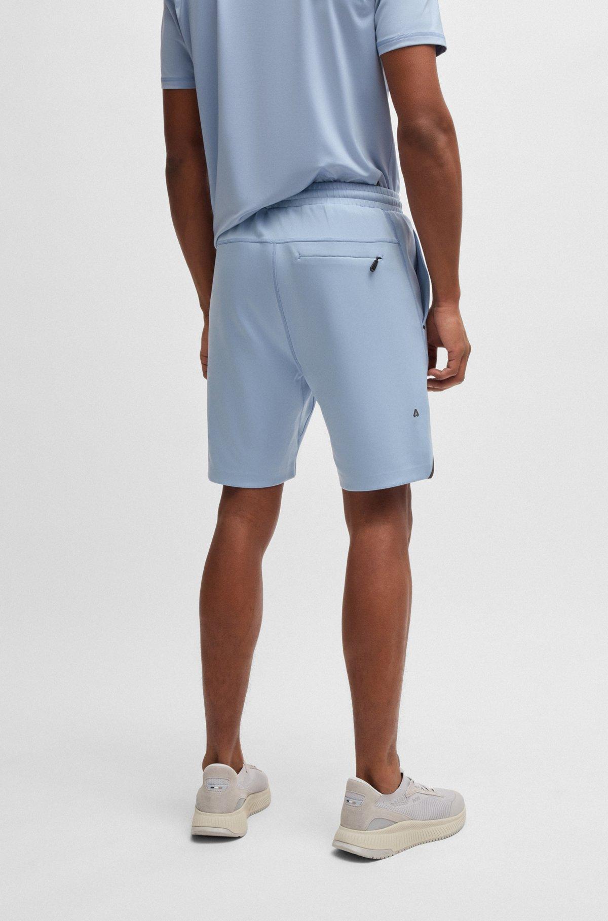 BOSS - Active stretch shorts with decorative reflective details - Light Blue Product Image