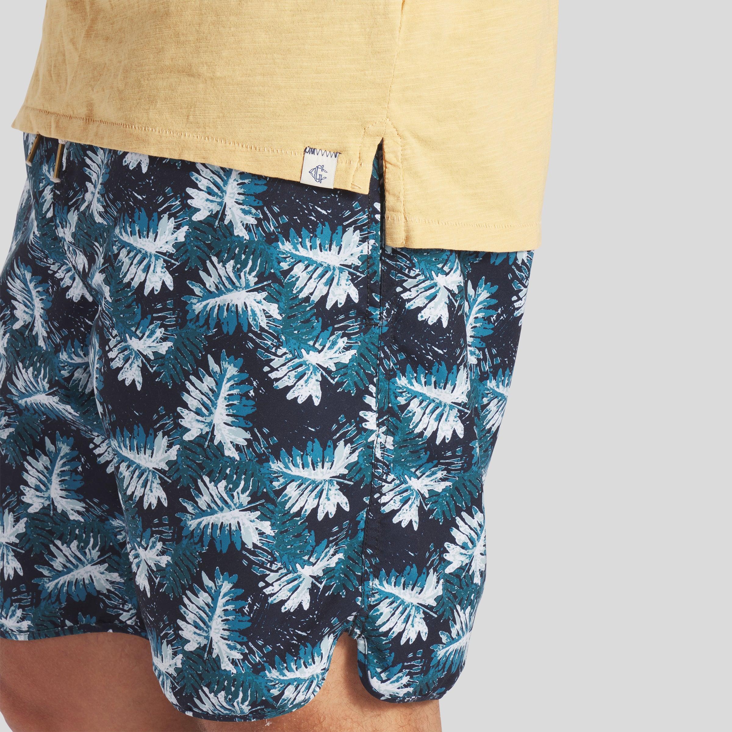 Blue Palms Eco Swim Trunk 6" - Navy Green Leaf Product Image