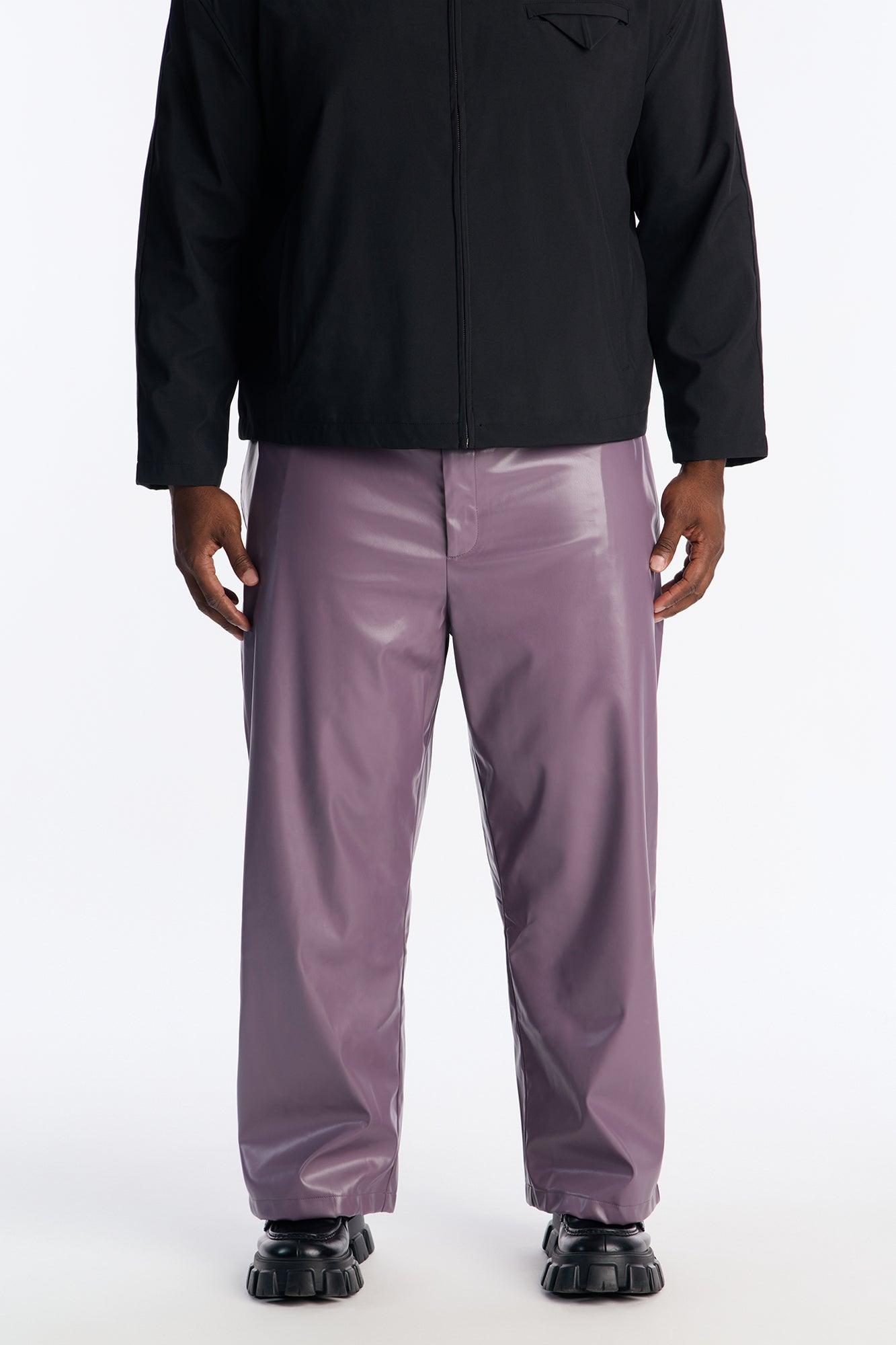 Wide Leg Faux Leather Apollo Pant - Lavender Product Image