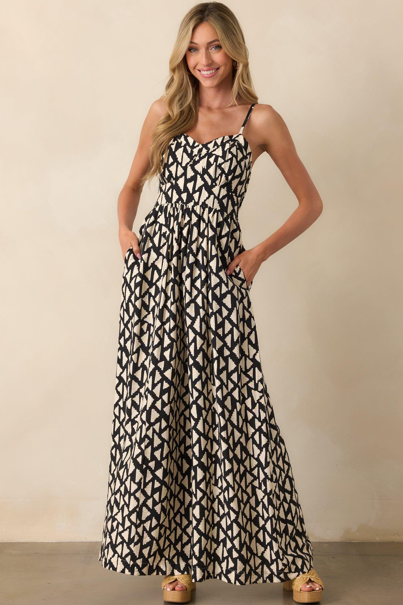 Gallery Stroll Black Geometric Print Jumpsuit Product Image