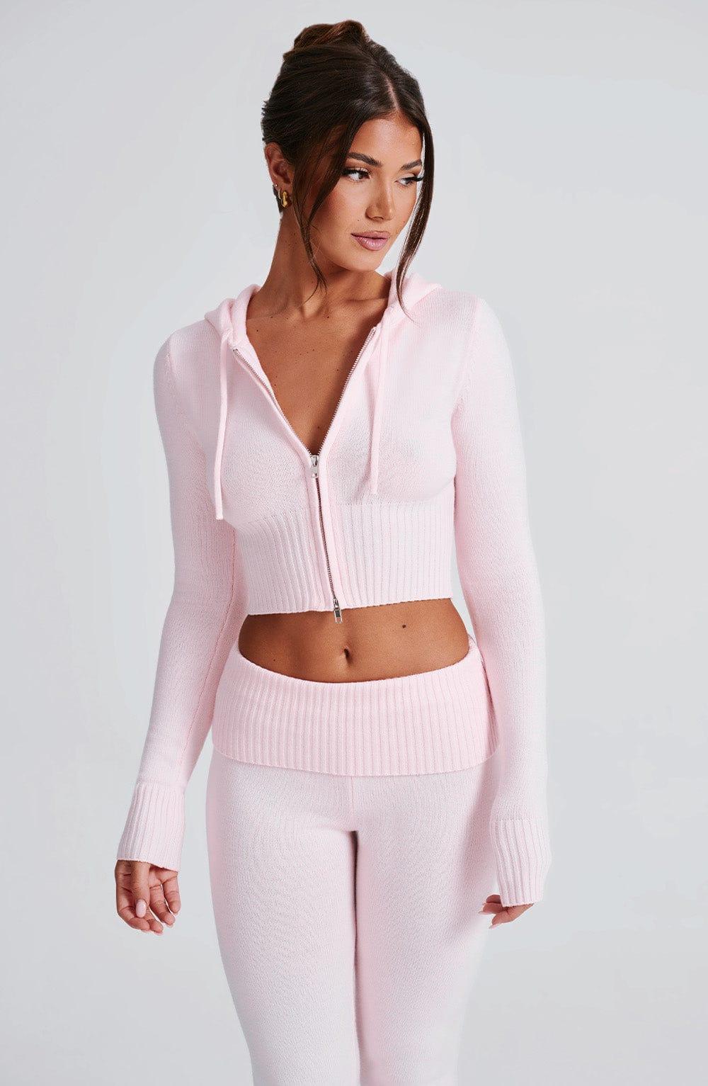 Portia Knit Hoodie - Pink Product Image
