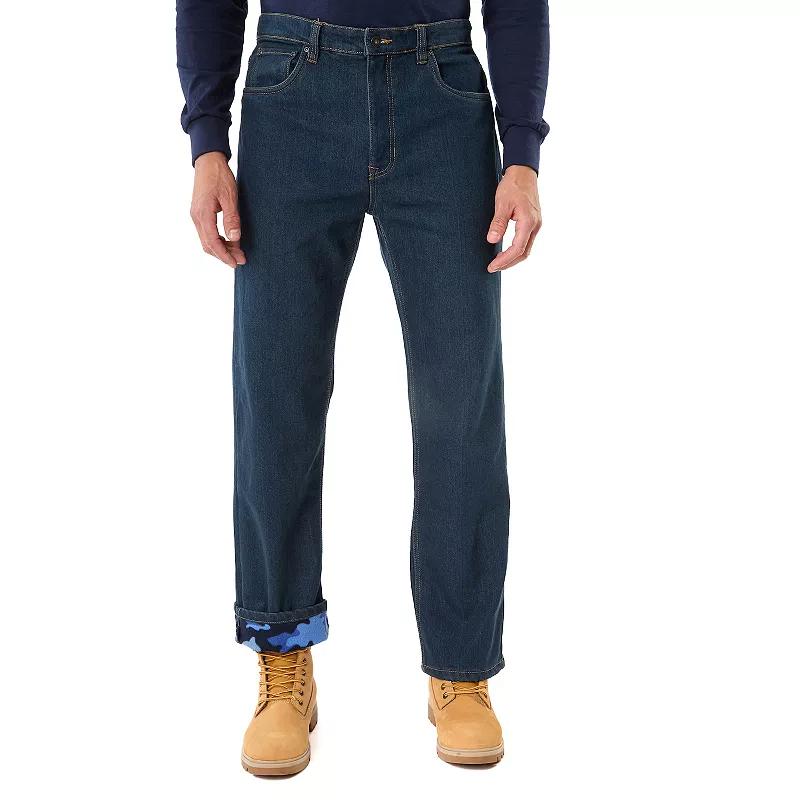 Mens Smiths Workwear Relaxed-Fit Camo Fleece-Lined 5-Pocket Jeans Dark Vintage Blue Product Image