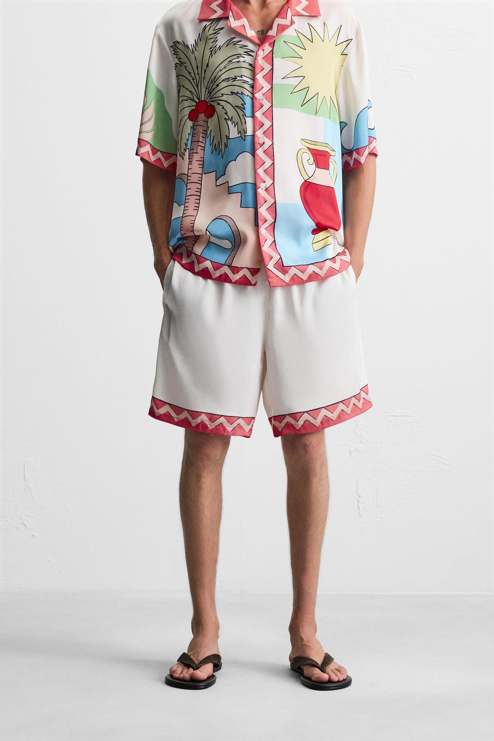 SATIN SHORTS WITH CONTRAST STRIPES Product Image