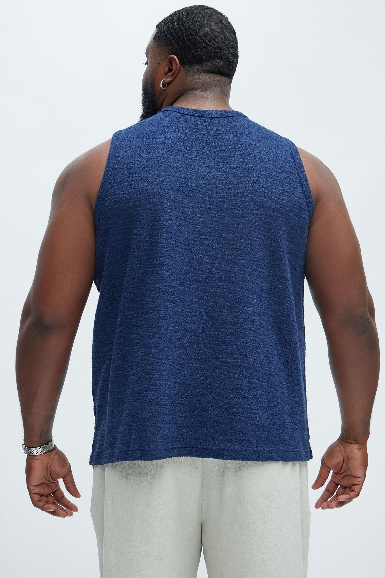 Blaine Textured Relaxed Tank Top - Navy Product Image