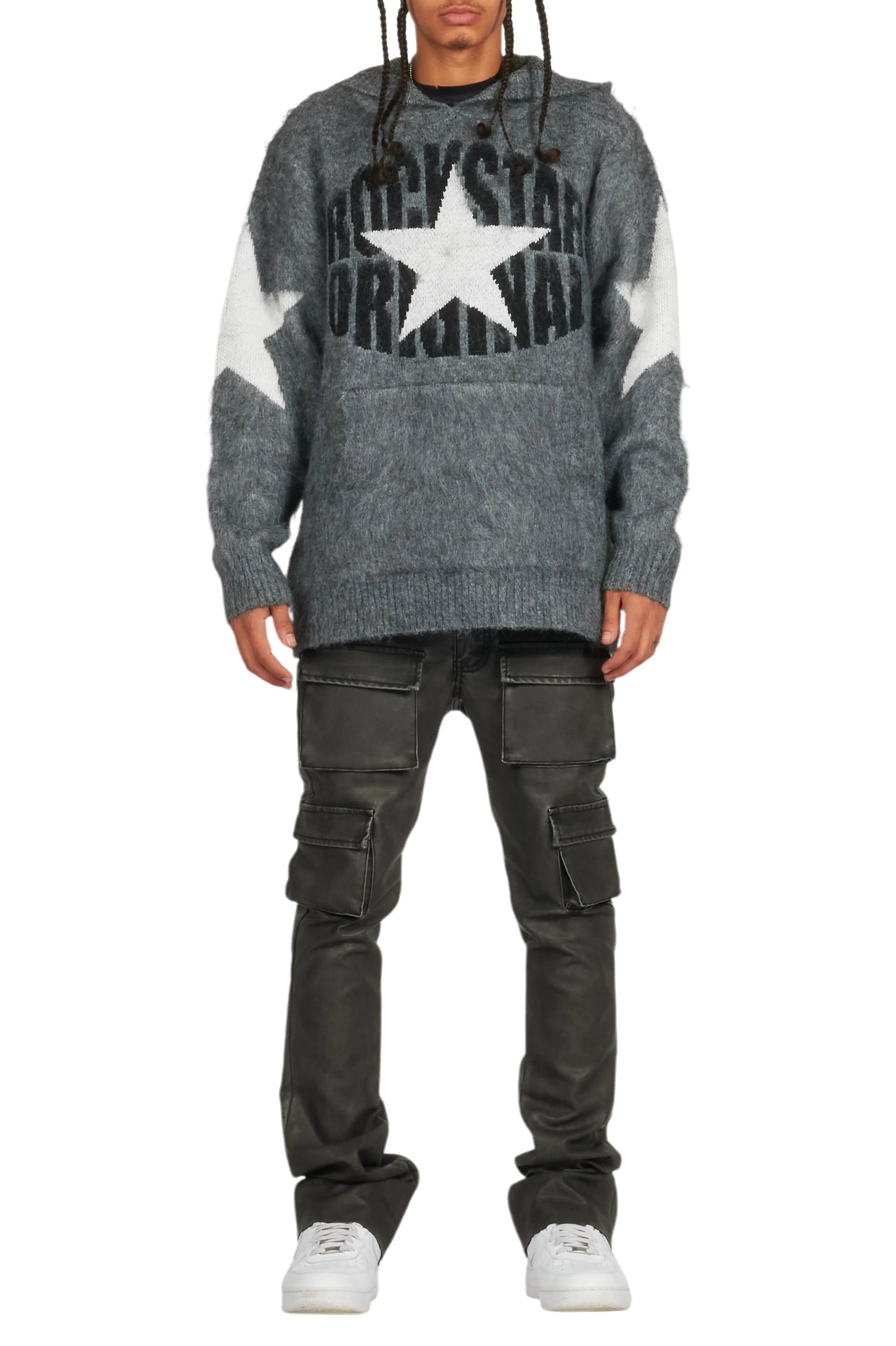 Khaza Distressed Black PU Leather Jean Male Product Image