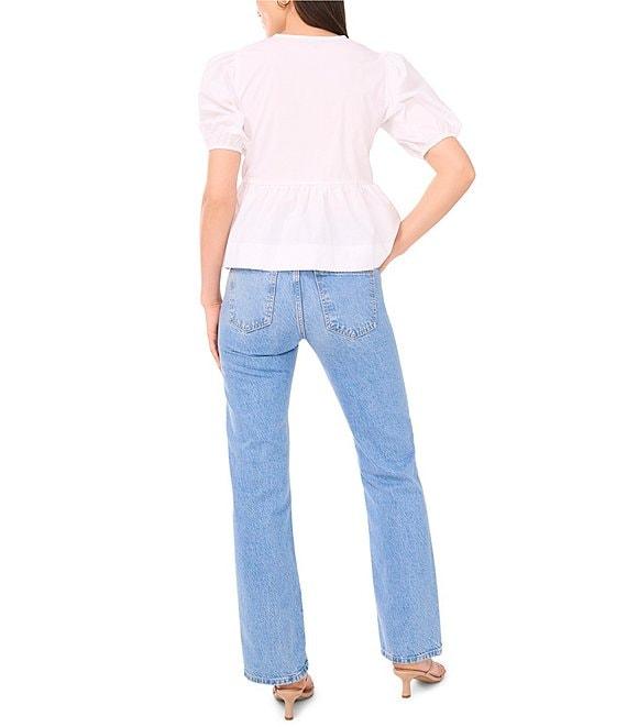 1. STATE Round Neckline Short Sleeve Peplum Top Product Image