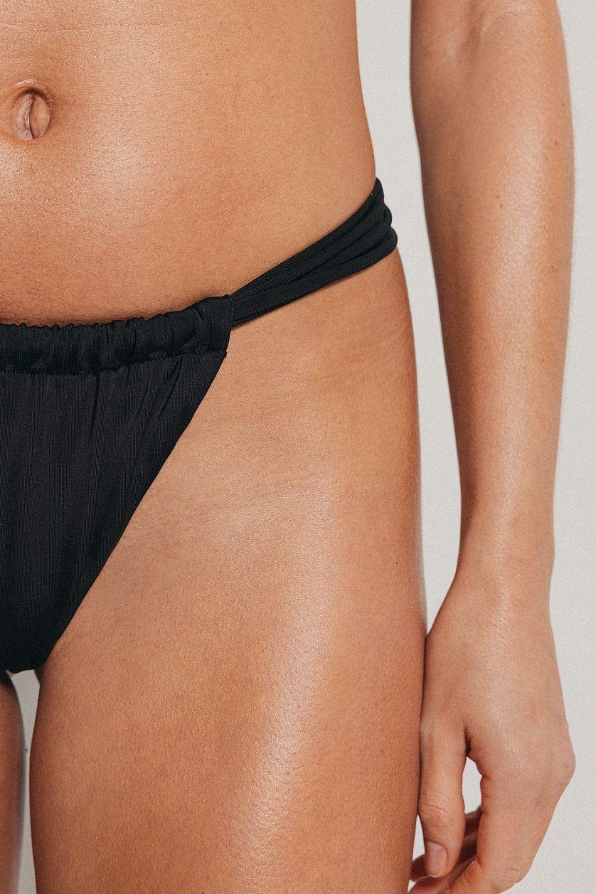 Shiny High Cut Draped Bikini Panty Product Image