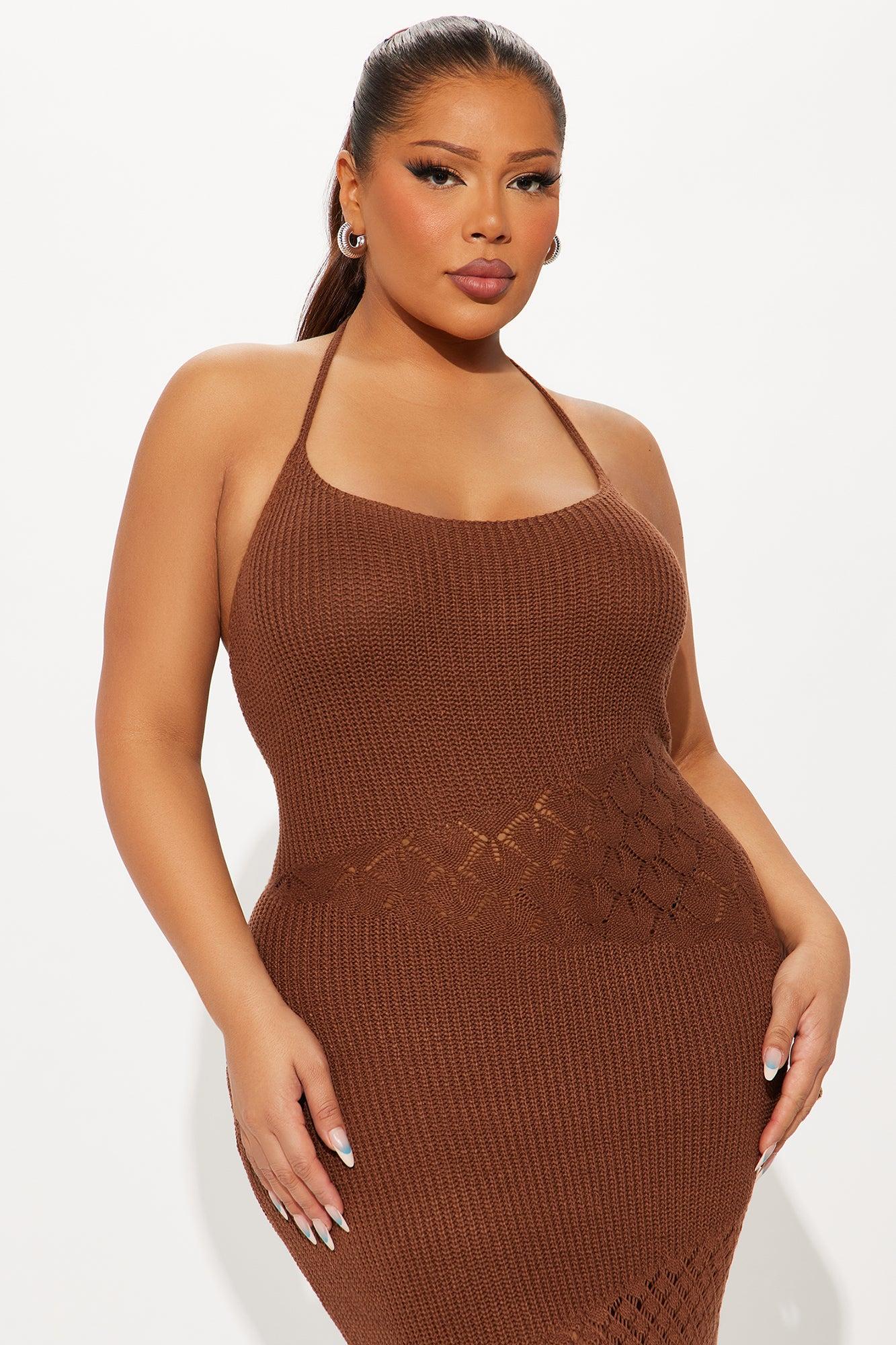 Sophia Crochet Maxi Dress - Brown Female Product Image