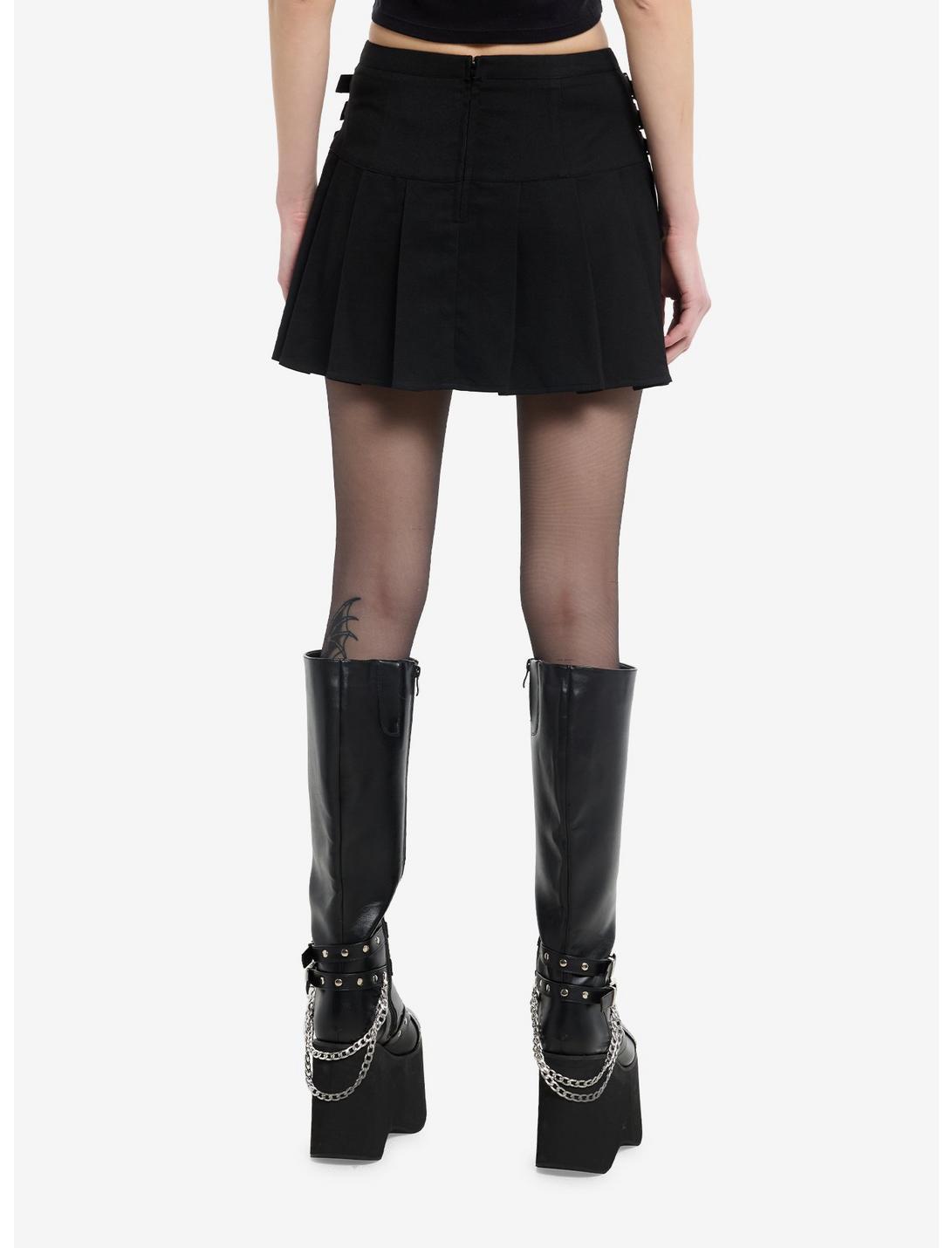 Black Buckle & Asymmetrical Ruffle Mini Skirt Product Image