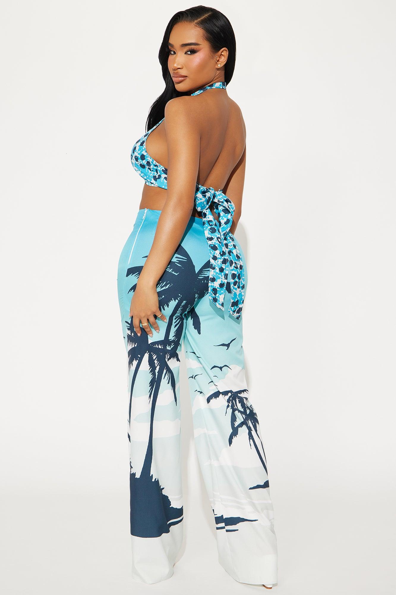 Tropical Vibe Pant Set - Aqua Product Image