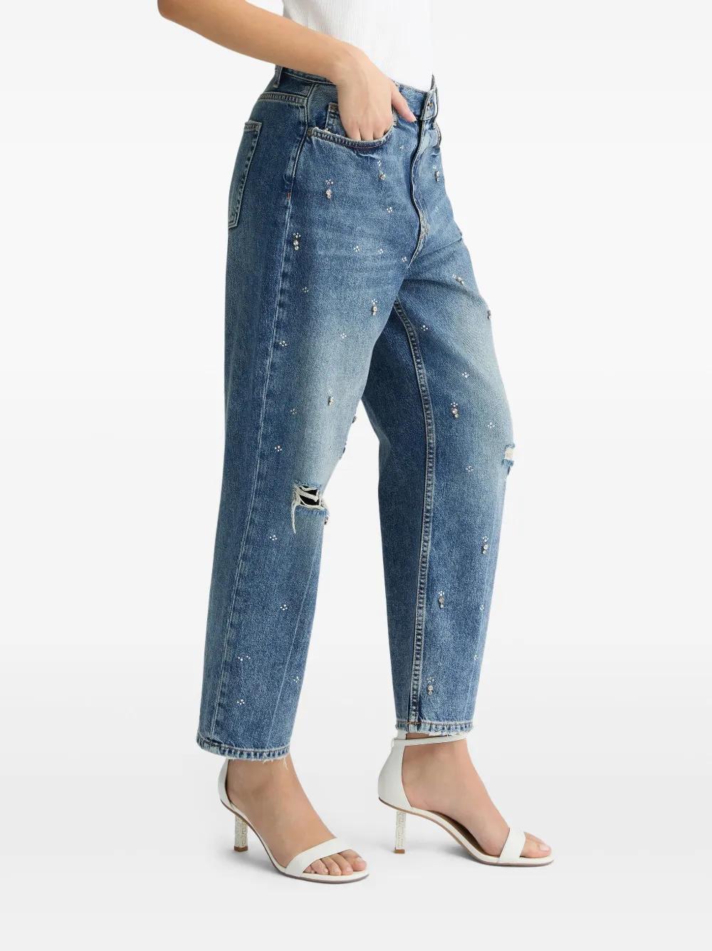 straight-leg rhinestone-embellished jeans Product Image