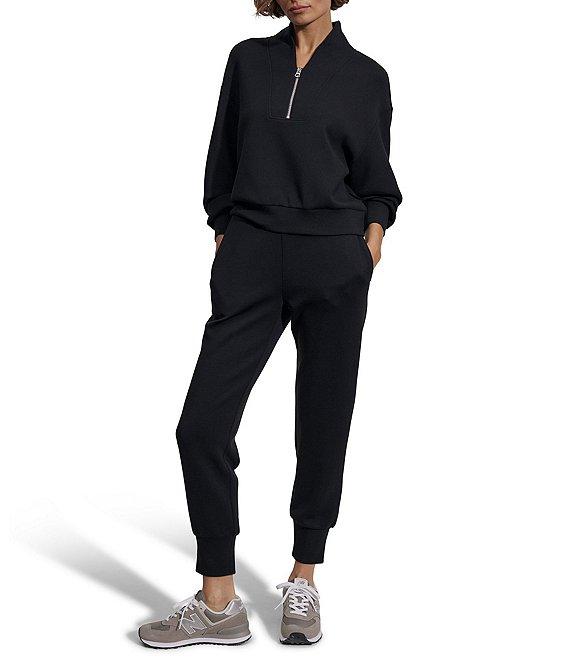 Varley Davidson DoubleSoft® Coordinating Stand Collar V-Neck Quater Zip Long Sleeve Sweat Jacket Product Image