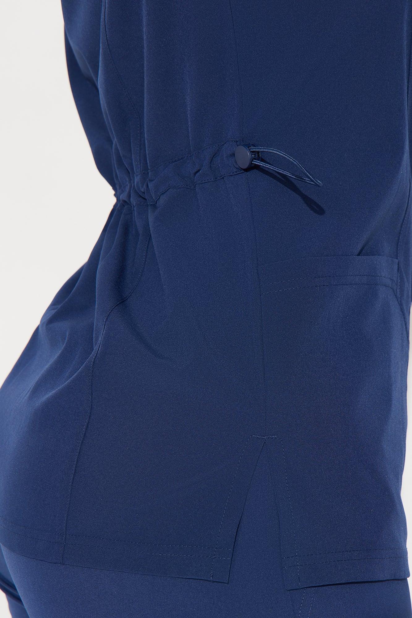 Clocked In Toggle Waist Stretch Uniform Scrub Set - Navy Product Image