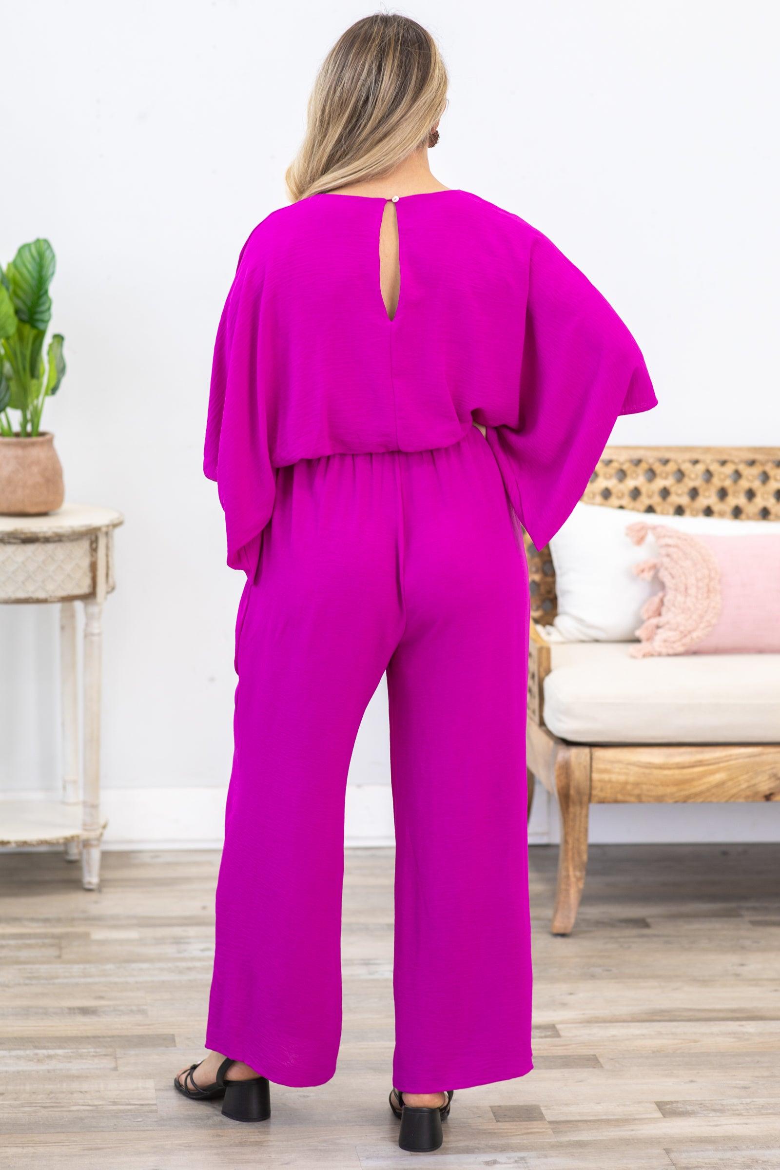 Magenta Dolman Sleeve Woven Jumpsuit Product Image