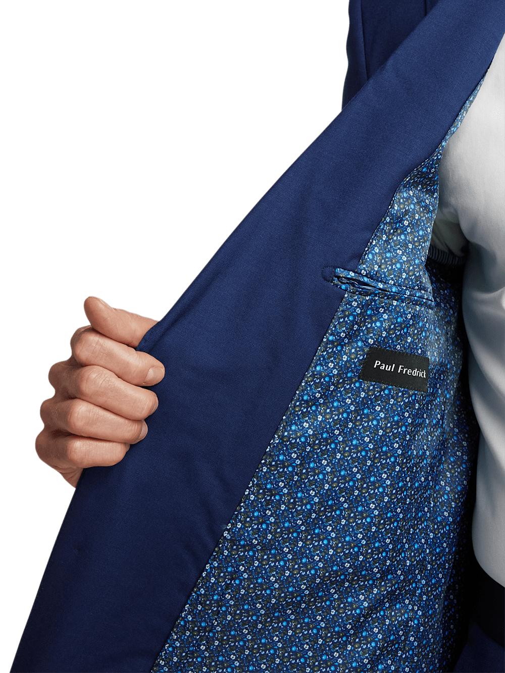 Wool Stretch Bengaline Peak Lapel Suit Jacket - Blue Product Image