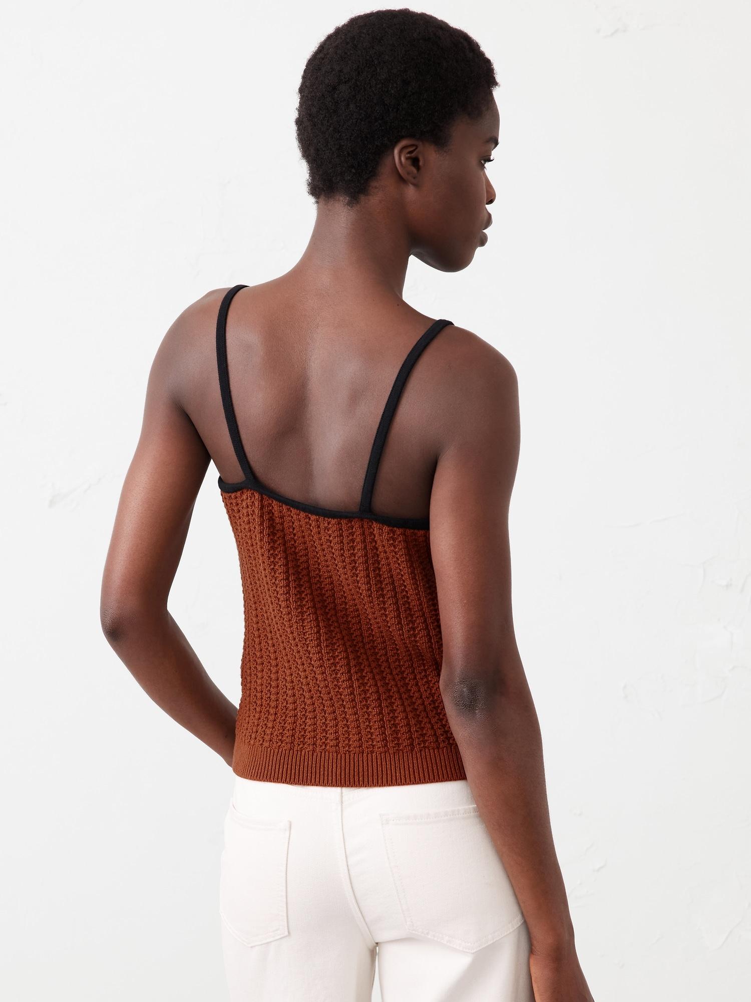 Strappy Patchwork Sweater Tank Product Image