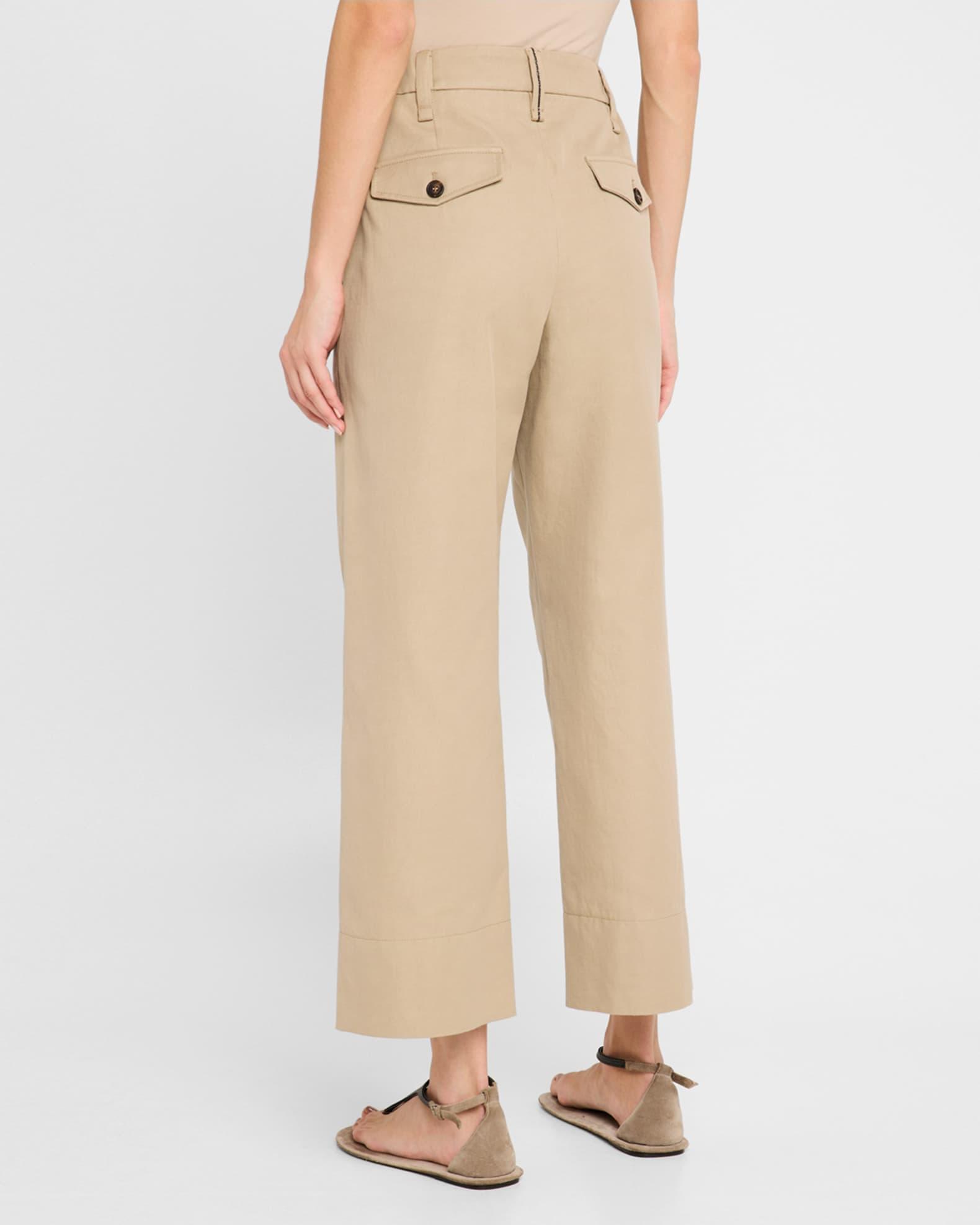 Cotton-Linen Wide-Leg Crop Chino Pants Product Image