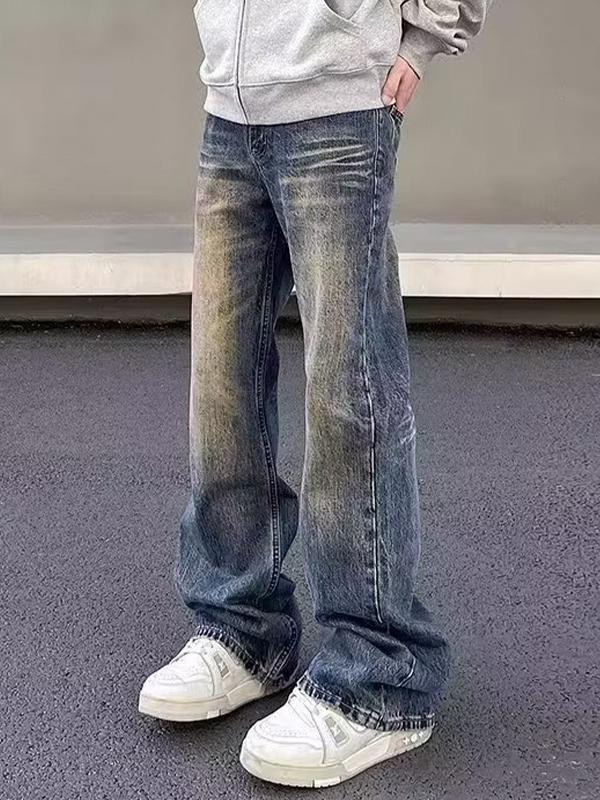 Men's Vintage Blue Ombre Straight Leg Jeans Product Image