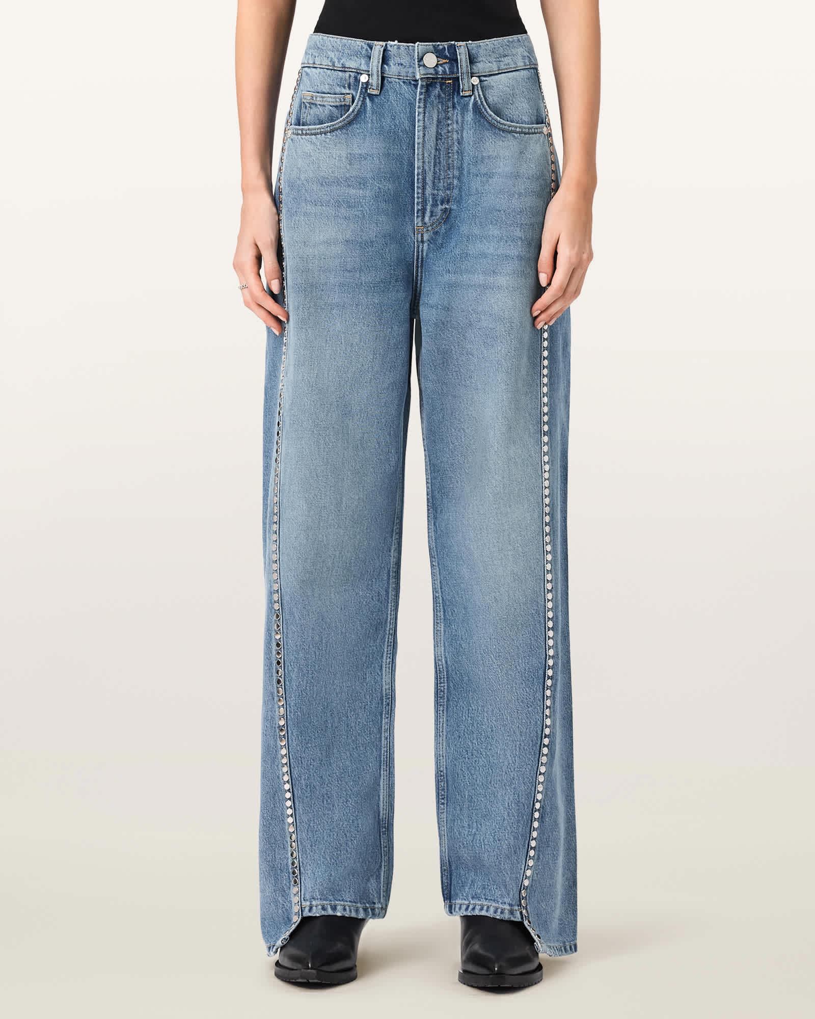 Frankie Loose Fit Stud Denim Jeans Vintage Indigo | ALLSAINTS US Product Image
