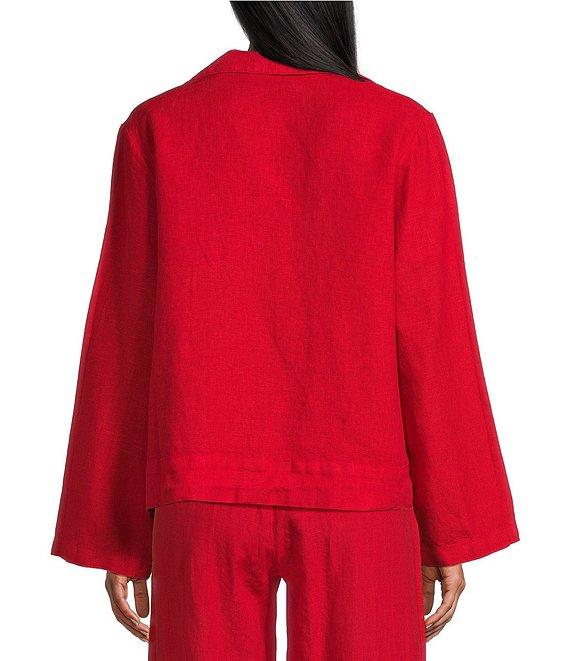 Bryn Walker Lewis Linen Round Notch Lapel Neck Long Sleeve Open-Front Jacket Product Image
