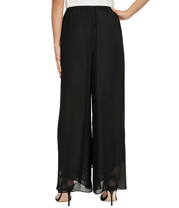 Alex Evenings Chiffon Tulip Hem Mid Rise Wide Leg Flowy Pants Product Image