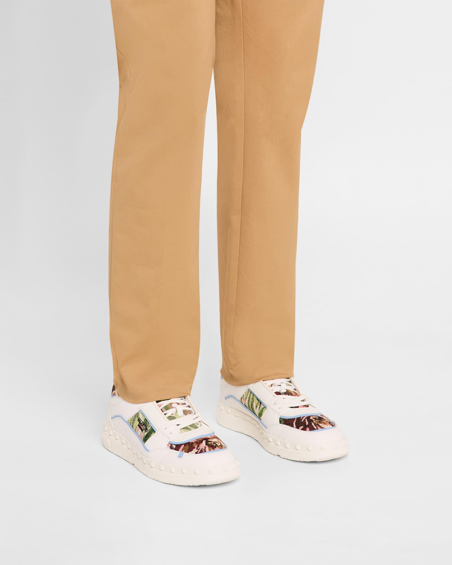 Men's Freedots Calfskin and Textile Low-Top Sneakers Product Image