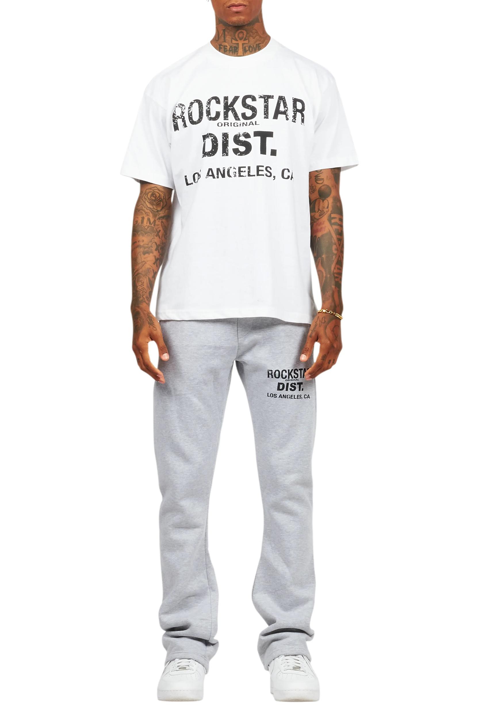 Lake White/Grey Oversized T-Shirt/Stacked Track Pant Set Male Product Image