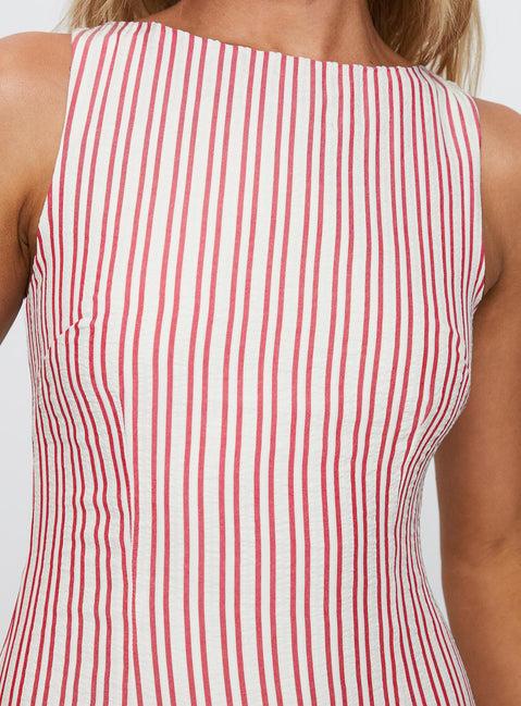 Alfalfa Shift Mini Dress Red Stripe Product Image