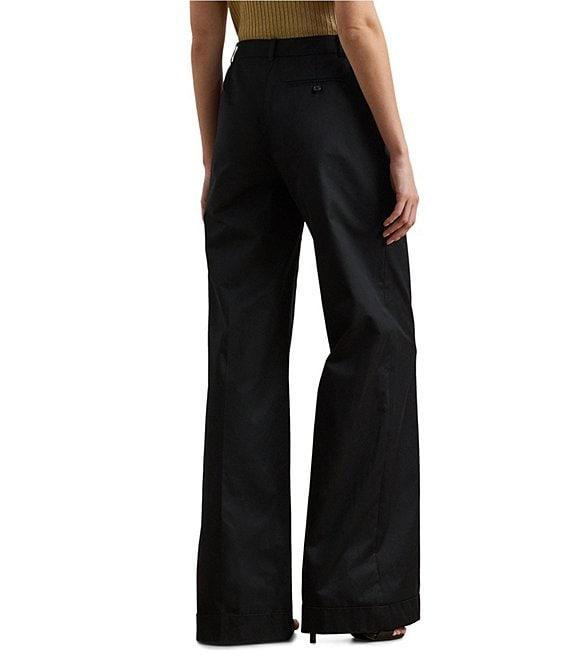 Lauren Ralph Lauren Pleated Cotton Twill High-Rise Wide Leg Pants Product Image