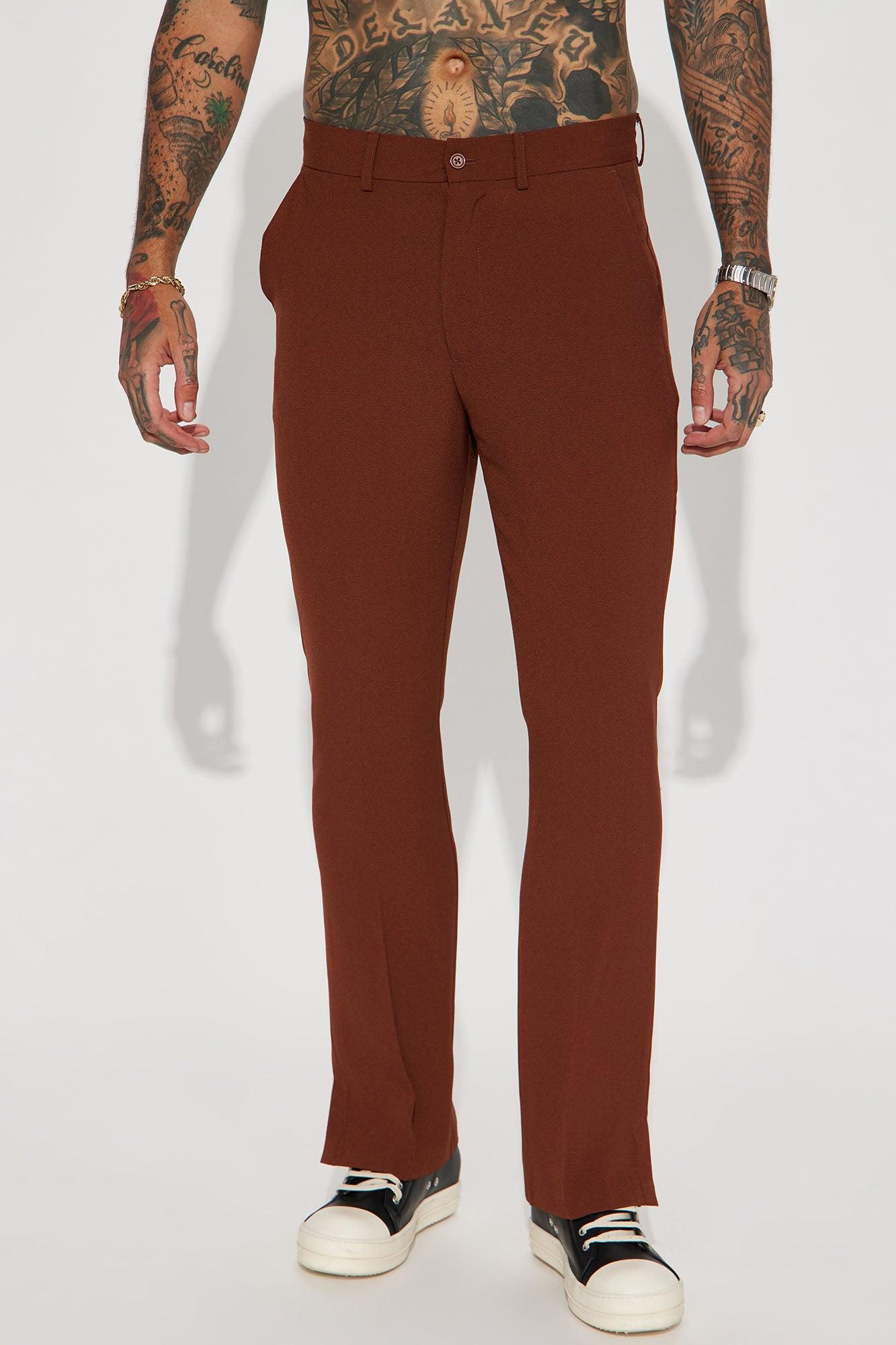 Golden Hour Slit Slim Flare Trousers - Brown Product Image