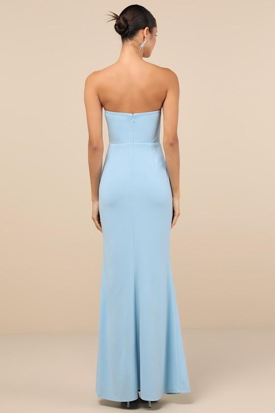 Elegant Finesse Light Blue Pleated Cutout Maxi Dress Product Image
