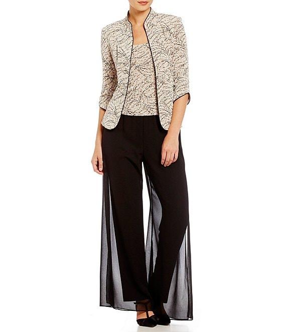 Alex Evenings Petite Size Glitter Printed 3/4 Sleeve Twinset Product Image