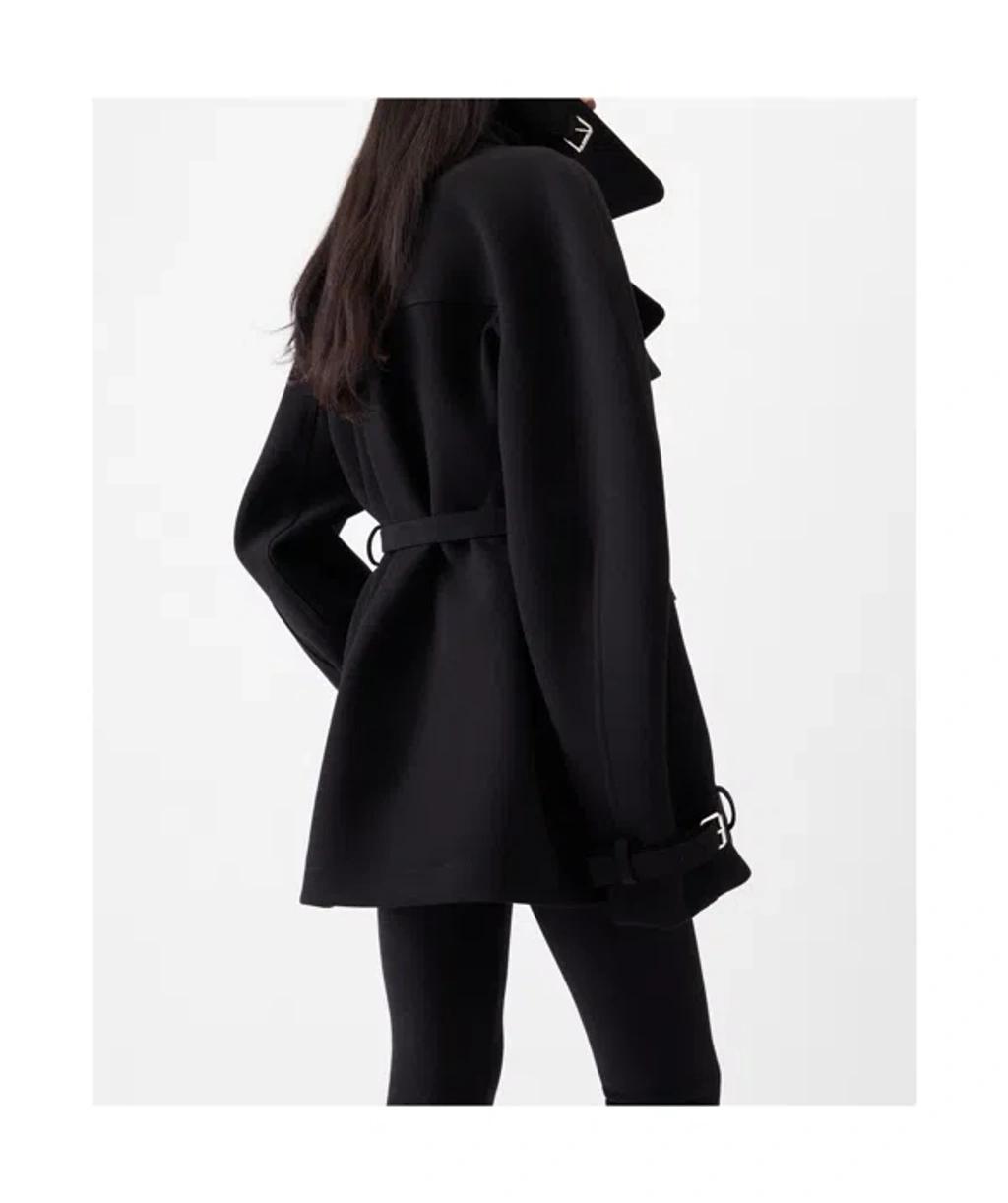 JACQUEMUS Womens Black Ovalo Court Belted Stetch-woven Trench Coat Product Image