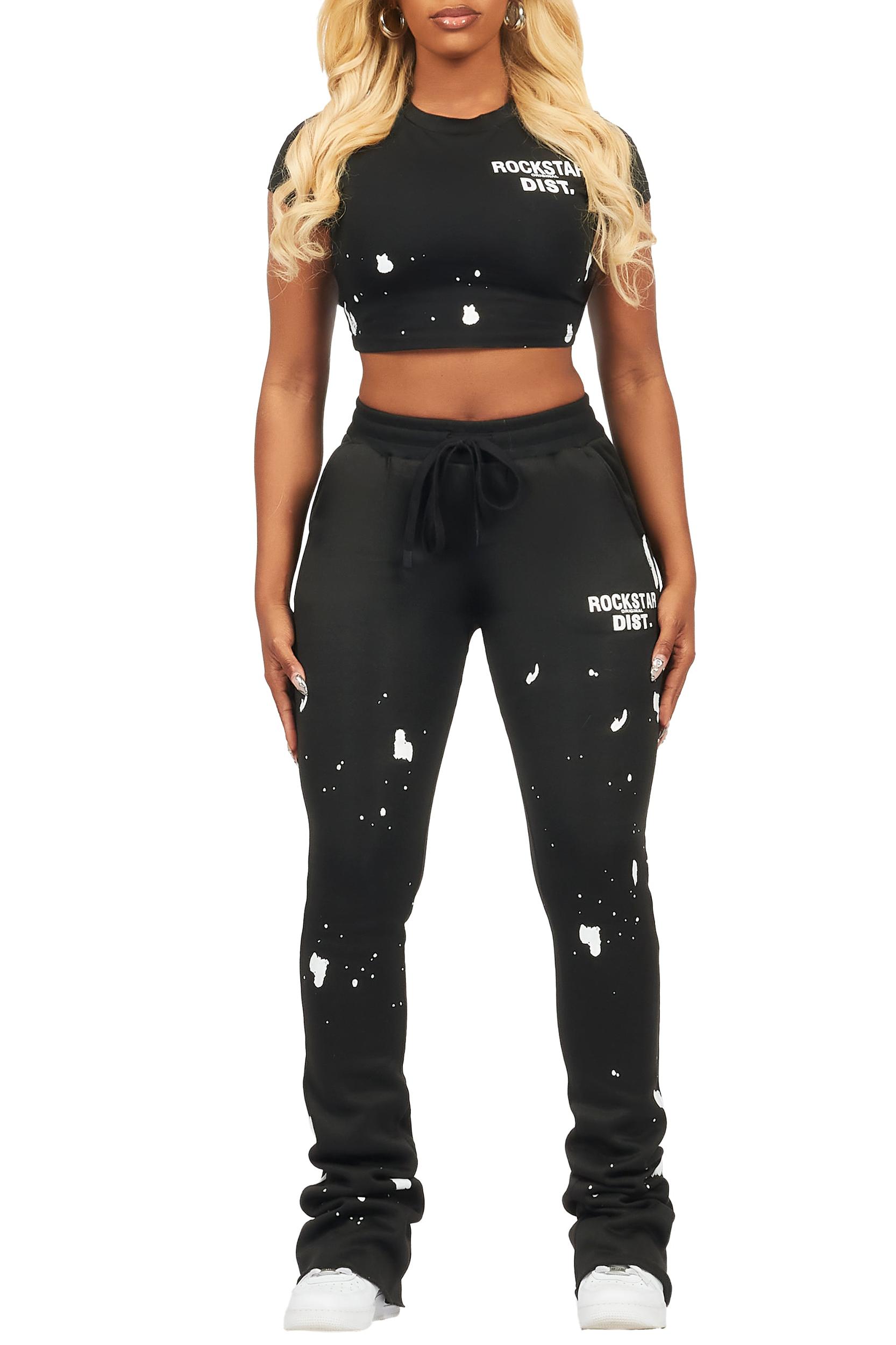 Kristina Black T-Shirt Super Stacked Trackset Female Product Image