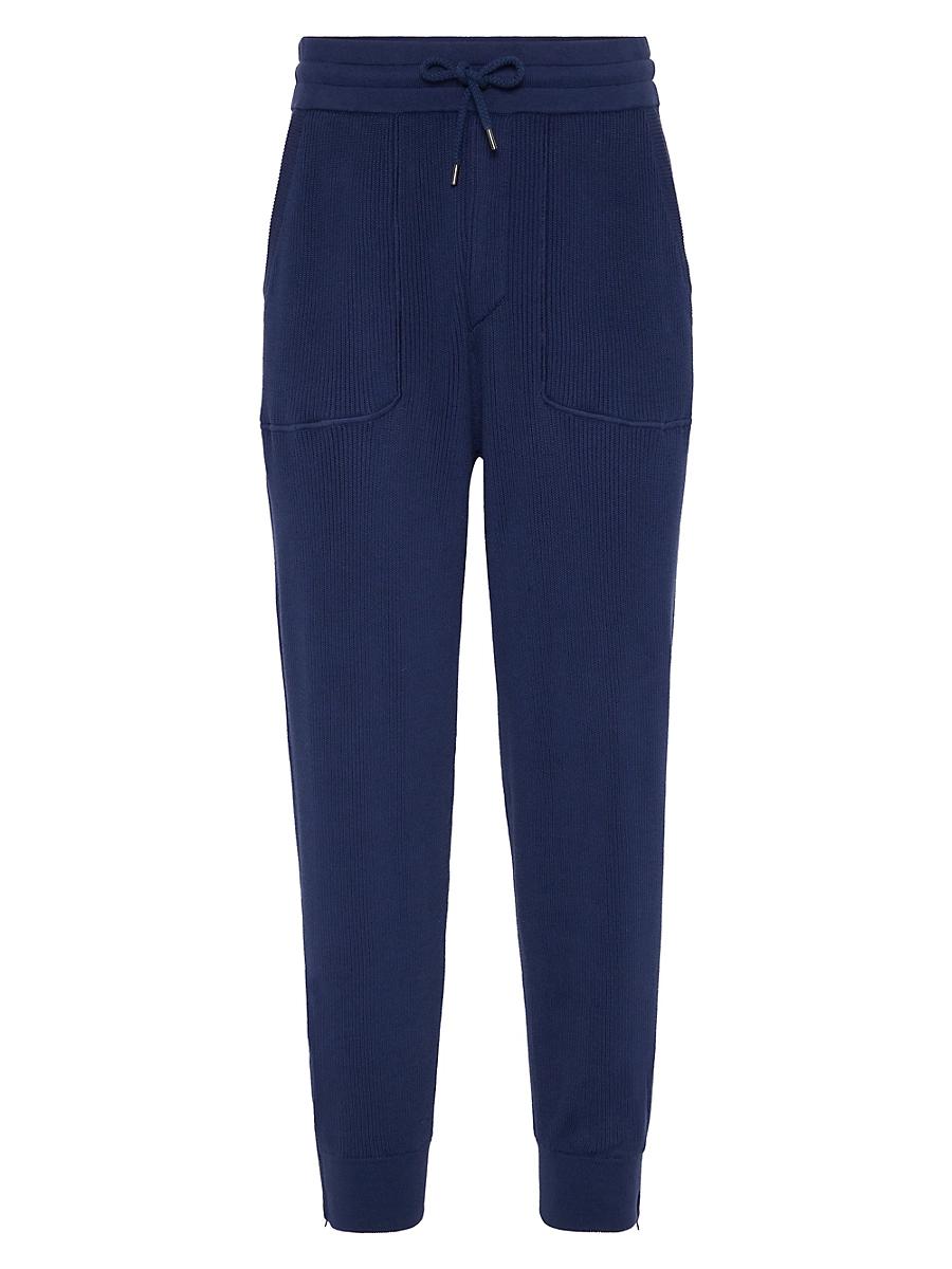 Mens Cotton English Rib Knit Trousers with Zipper Cuffs Product Image