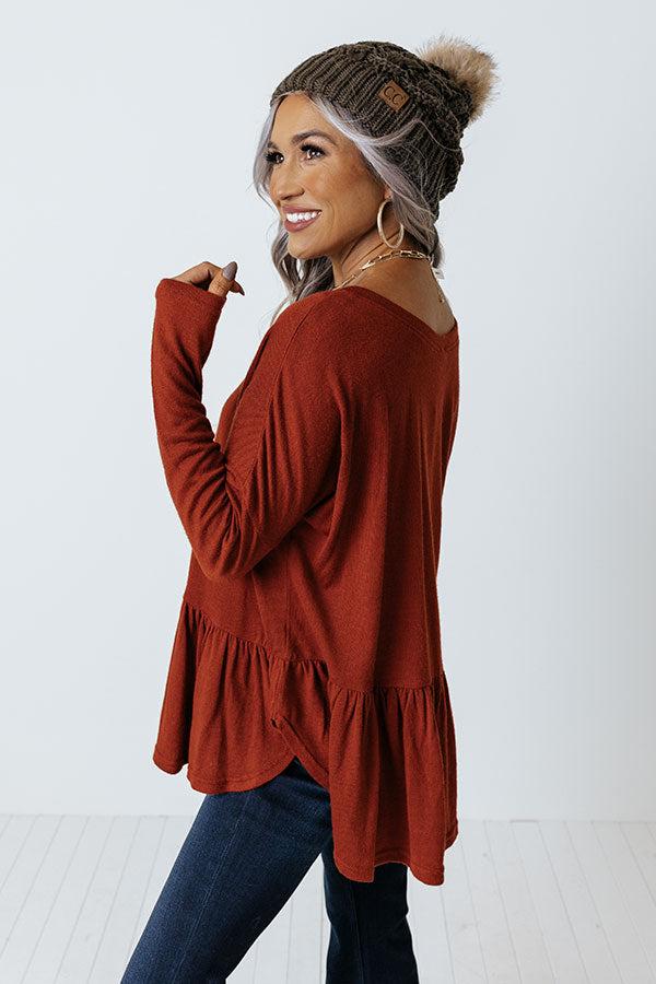 Patio Date Babydoll Top In Rust Product Image