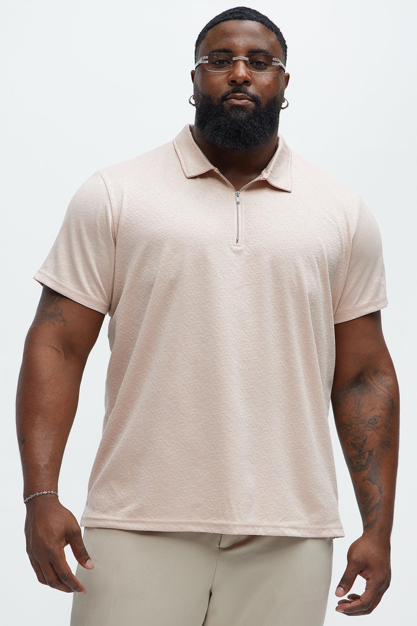 Jacquard Floral Knit Quarter Zip Polo Shirt - Mauve Product Image