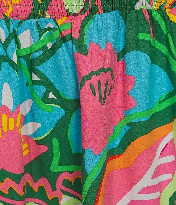 Sugarlips Plus Lanai Tropics Sunfire Smocked Bodice Flutter Sleeve Tiered Poplin Midi Dress Product Image