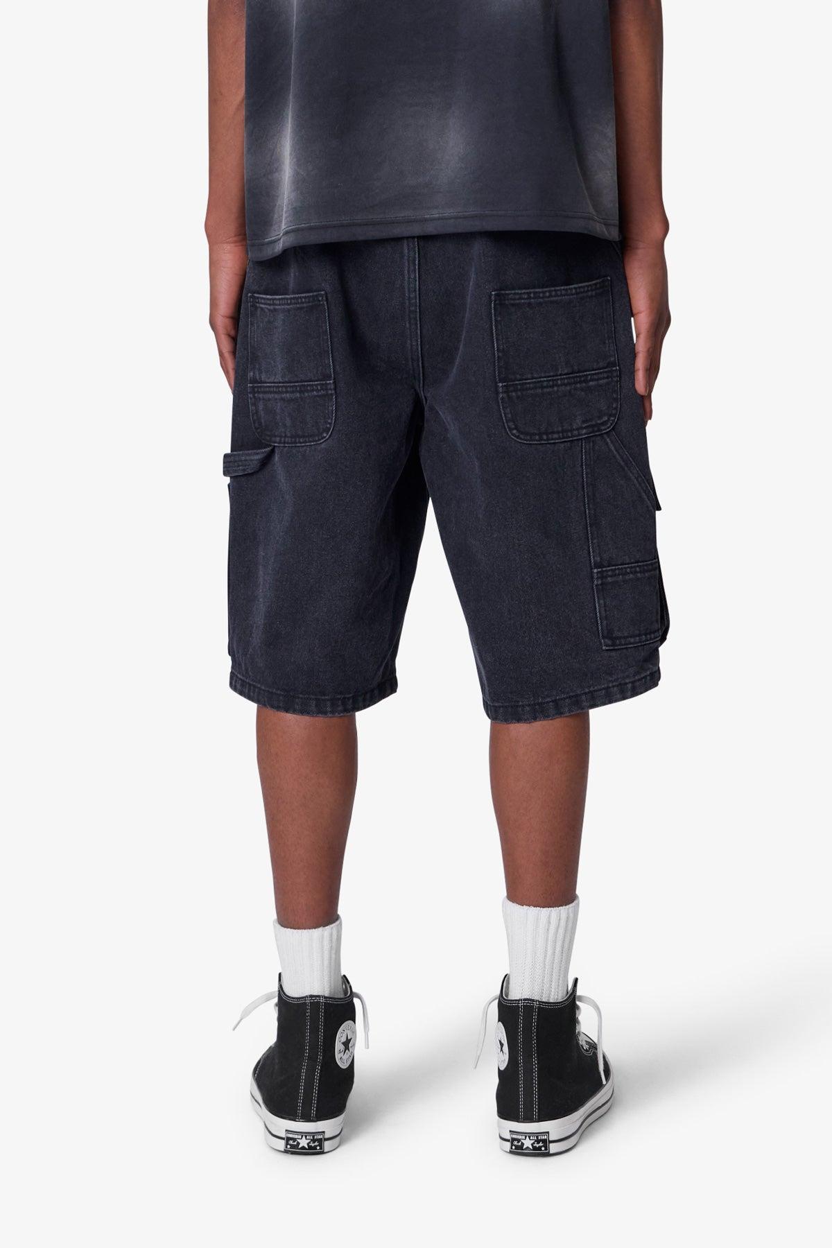 Baggy Zipper Denim Shorts - Black Product Image