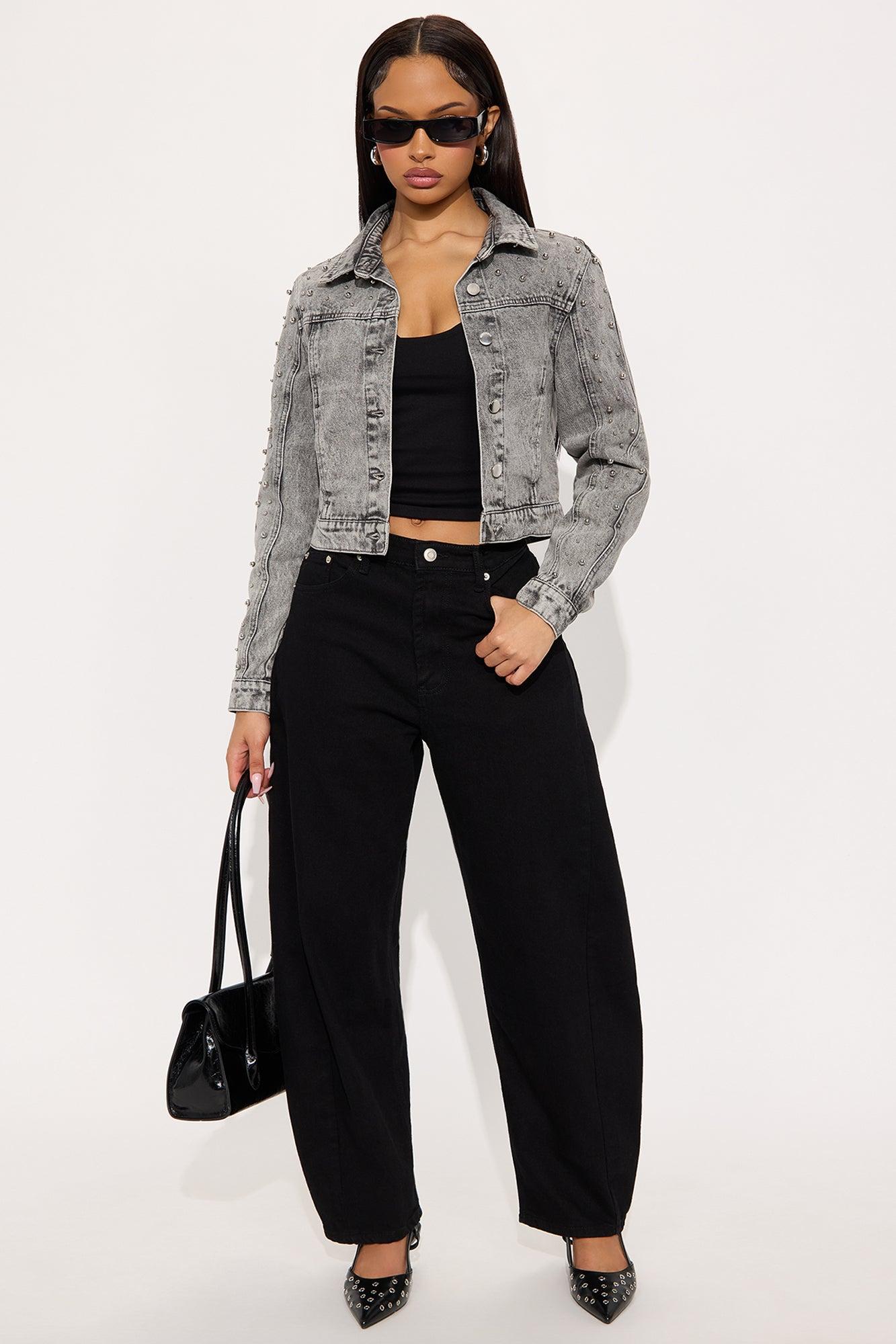 Ride Or Die Studded Denim Jacket - Black Wash Female Product Image