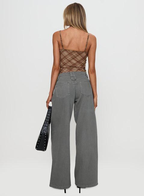 West Side Mid Rise Wide Leg Jeans Grey Wash Product Image