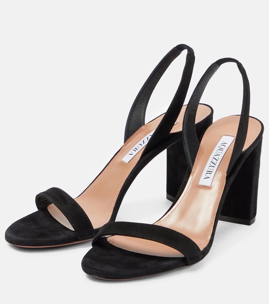 AQUAZZURA So Nude 85 Leather Slingback Sandals In Black Product Image